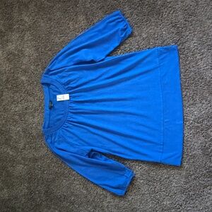 NEW Talbots Blue Scoop Neck 3/4 Sleeve Top S